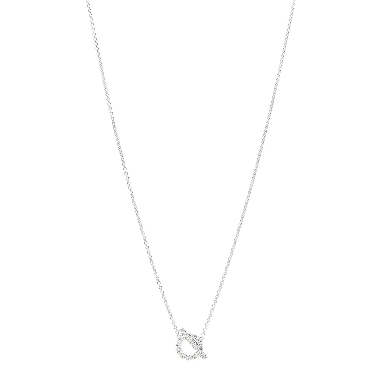 Hermes 18K White Gold Diamond Finesse Pendant Necklace 1 of 6
