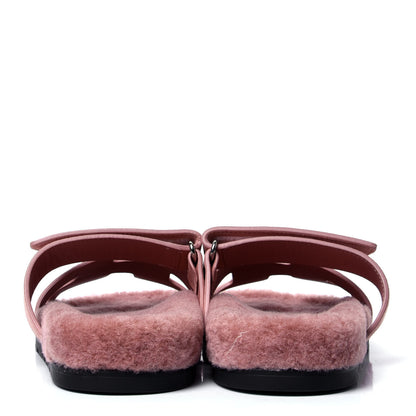 Hermes Suede Goatskin Woolskin Womens Chypre Sandals 38 Rose Aube 4 of 6
