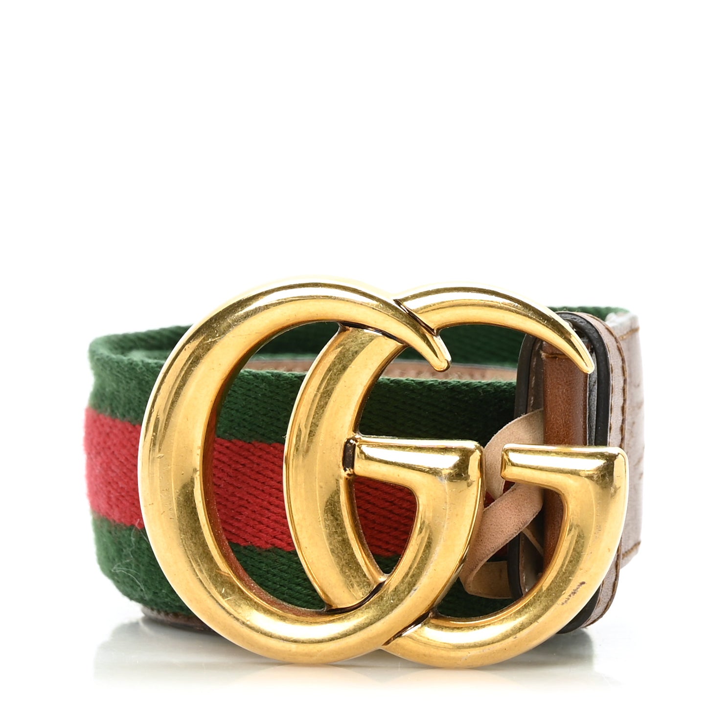 Nylon Calfskin Double G Web 40mm Belt 85 34 Green Red Cuir