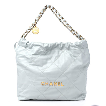 Chanel Shiny Calfskin Quilted Chanel 22 Light Blue 3 of 12