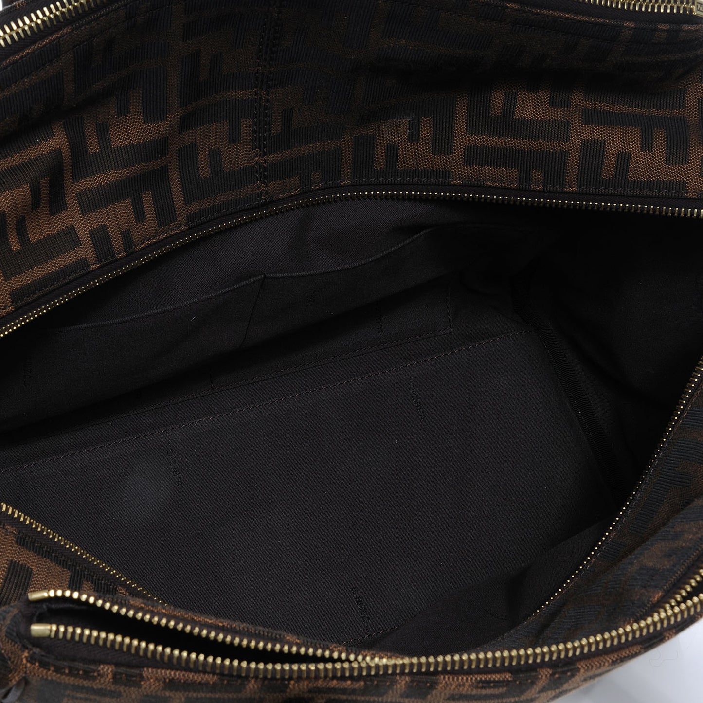 Zucca Vitello Artic Medium Double Zip Tote Tobacco Castagna