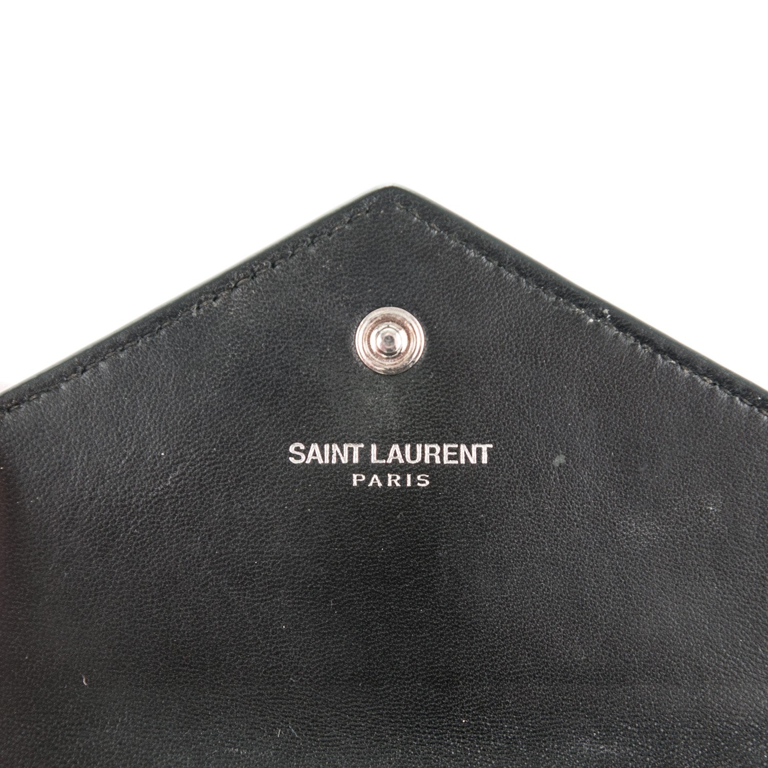 Saint Laurent Calfskin Crocodile Embossed Small Monogram Envelope Wallet Black 6 of 8