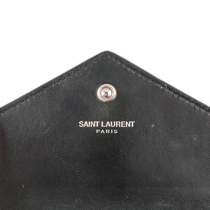Saint Laurent Calfskin Crocodile Embossed Small Monogram Envelope Wallet Black 6 of 8