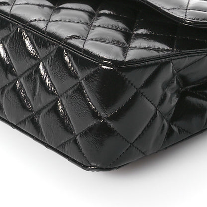 Chanel Shiny Crumpled Calfskin Quilted Small Double Flap So Black 9 of 10