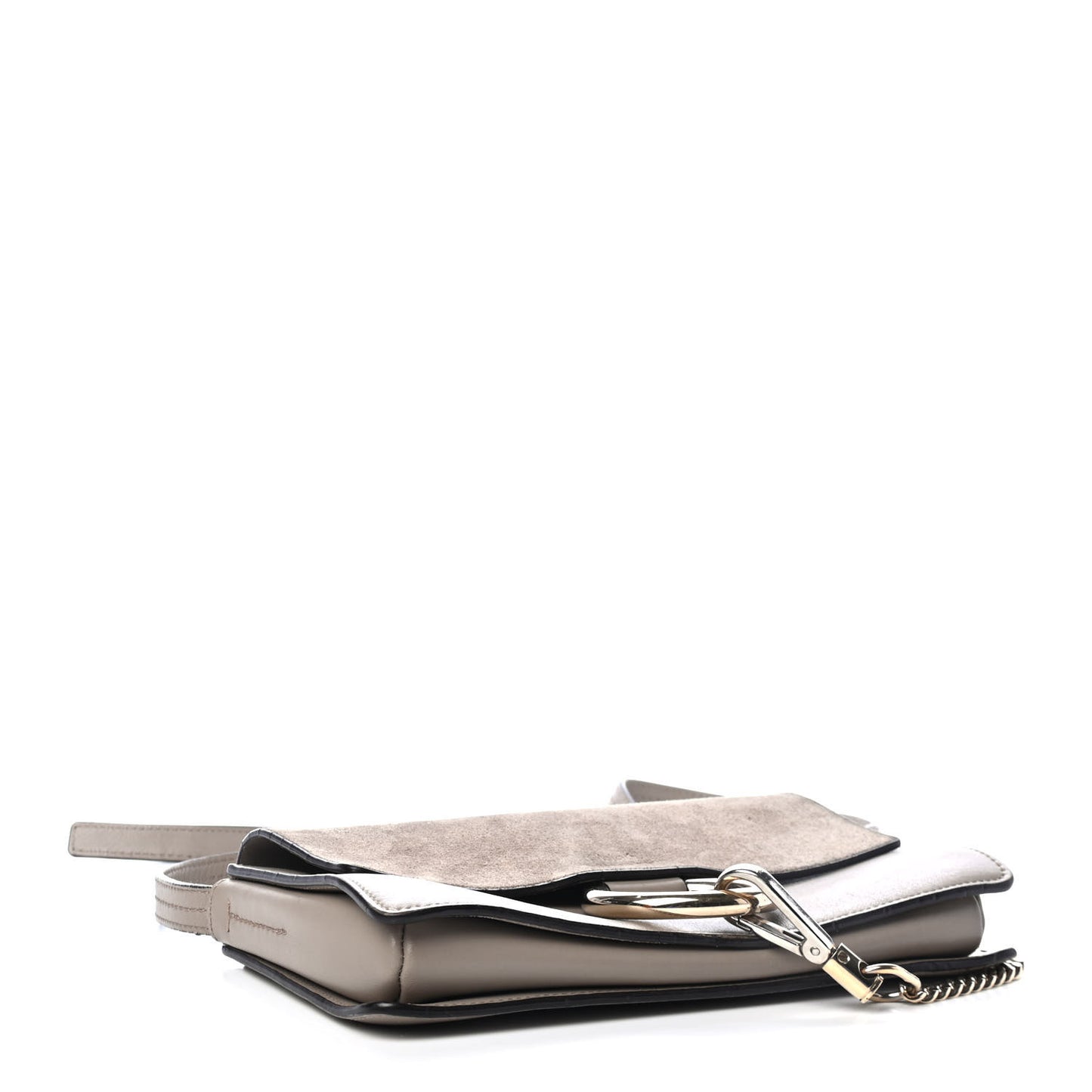 Suede Calfskin Small Faye Shoulder Bag Motty Grey