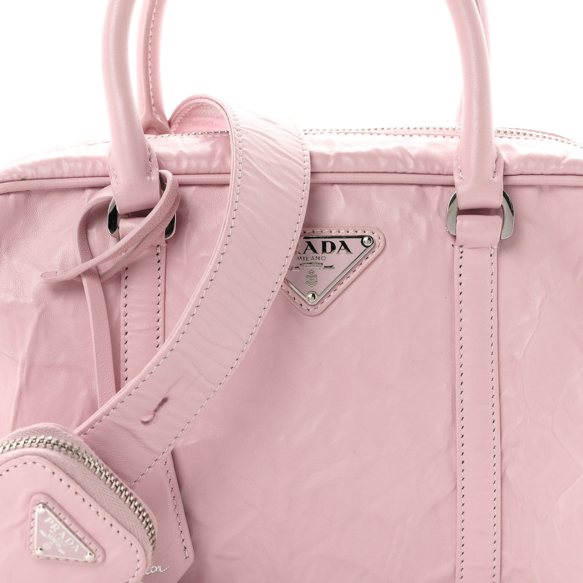 Prada Nappa Antique Medium Re-Edition 2001 Two Handle Bag Alabastro 8 of 11