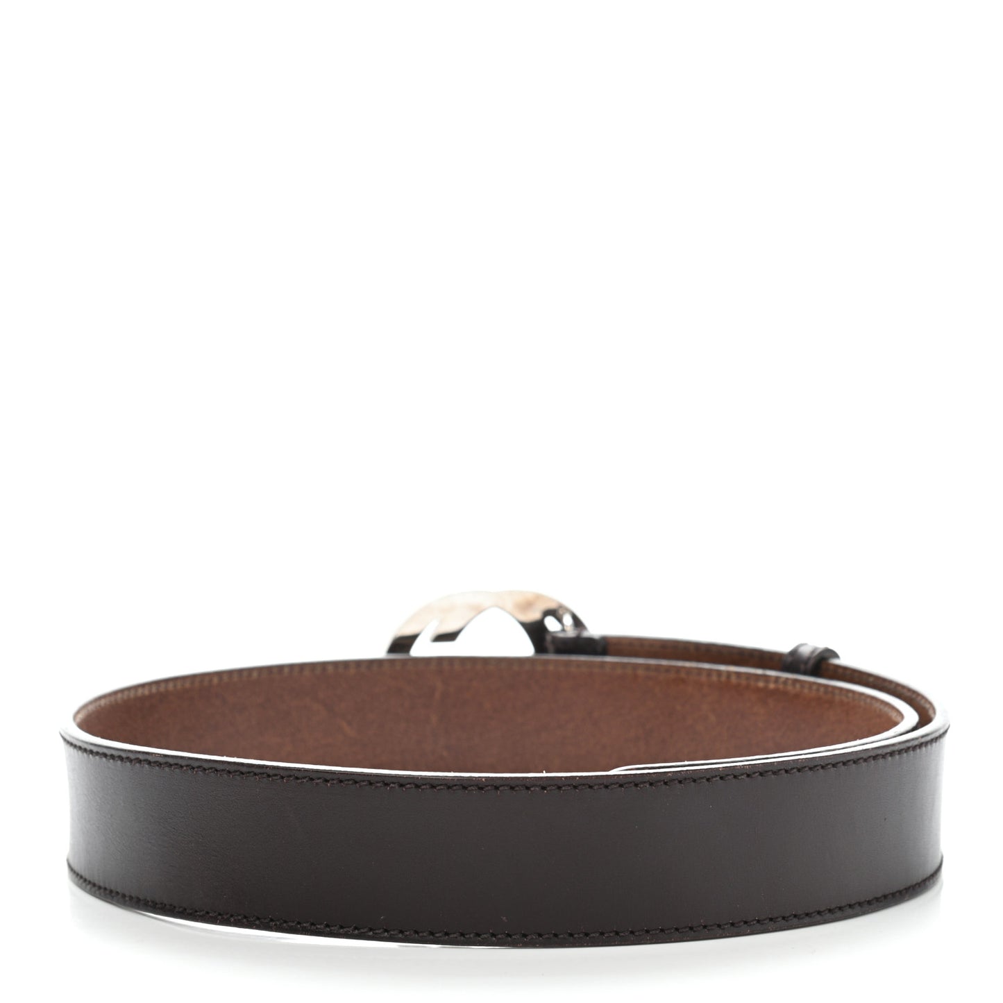 Calfskin Interlocking G 40mm Belt 85 34 Dark Brown