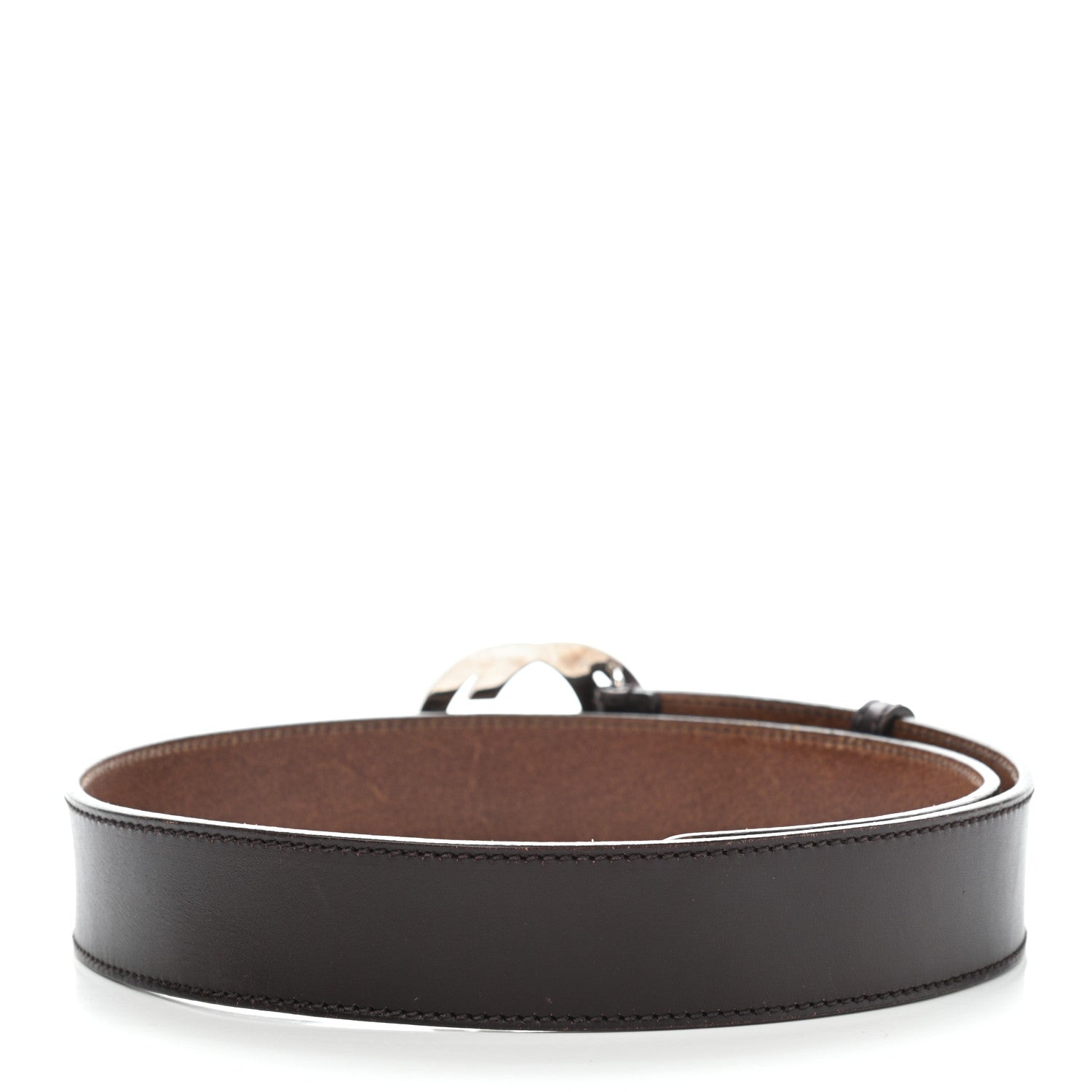Gucci Calfskin Interlocking G 40mm Belt 85 34 Dark Brown 2 of 15