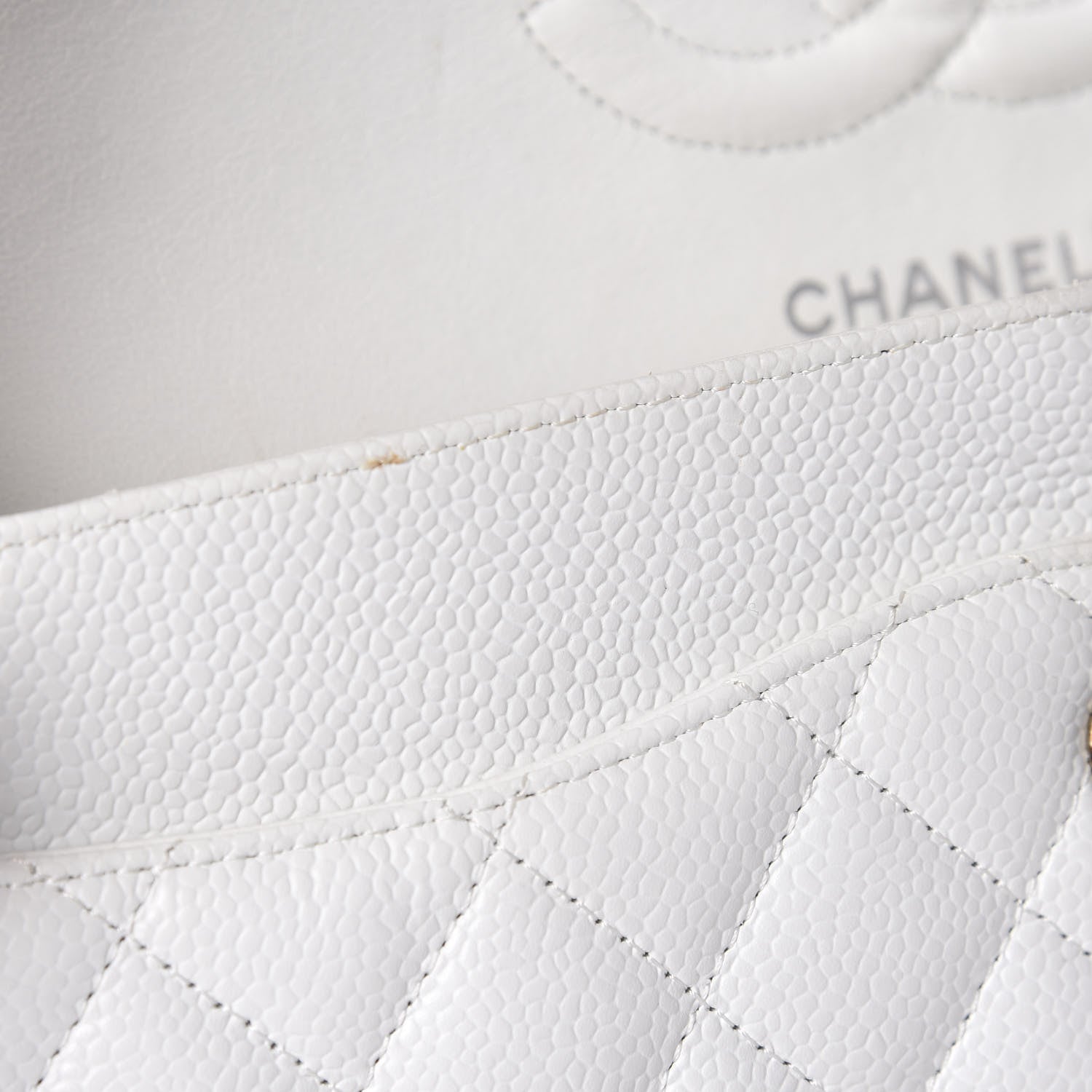 Chanel Caviar Quilted Medium Double Flap White 13 of 17