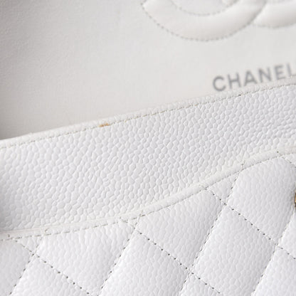 Chanel Caviar Quilted Medium Double Flap White 13 of 17