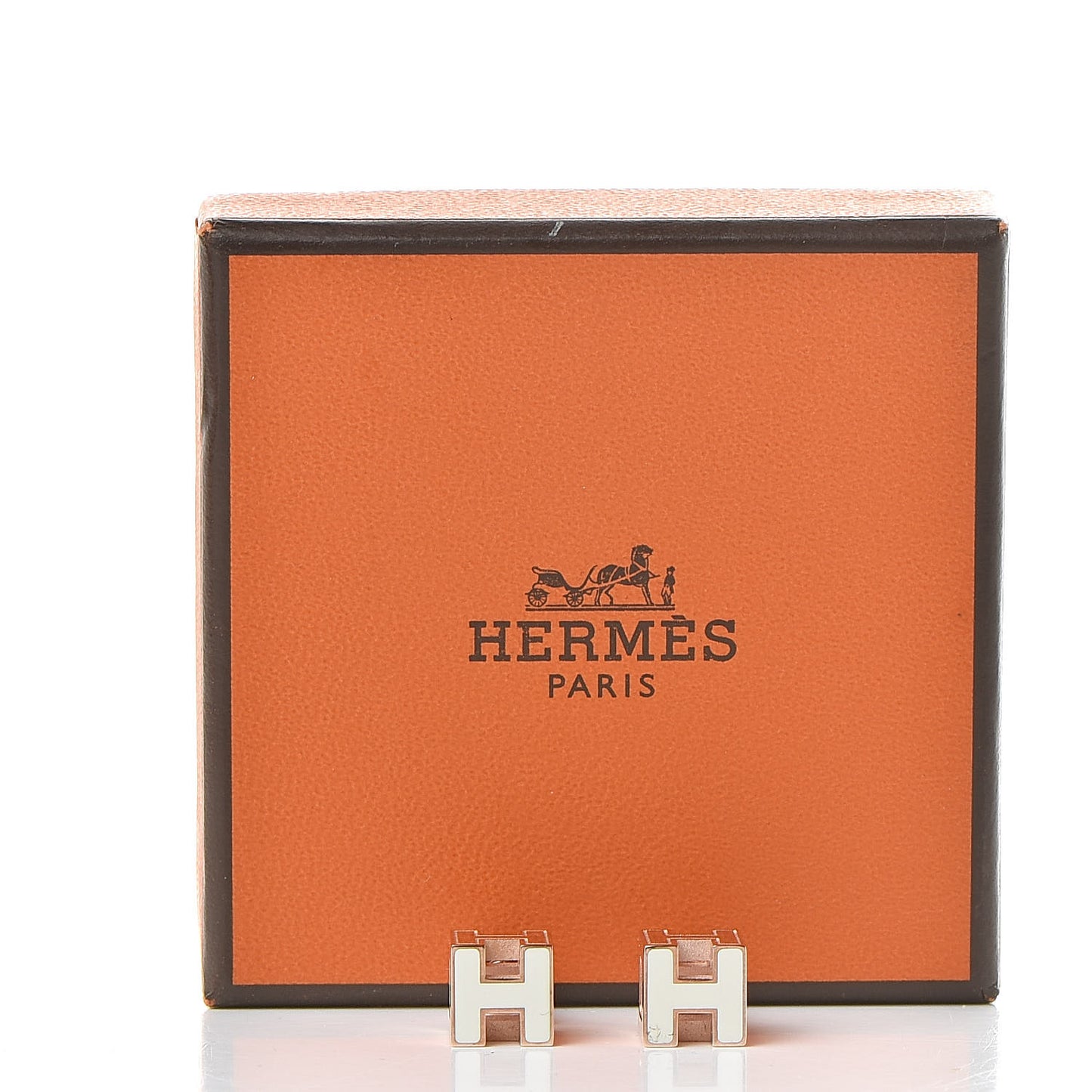 Rose Gold Plated Cage d'H Earrings White