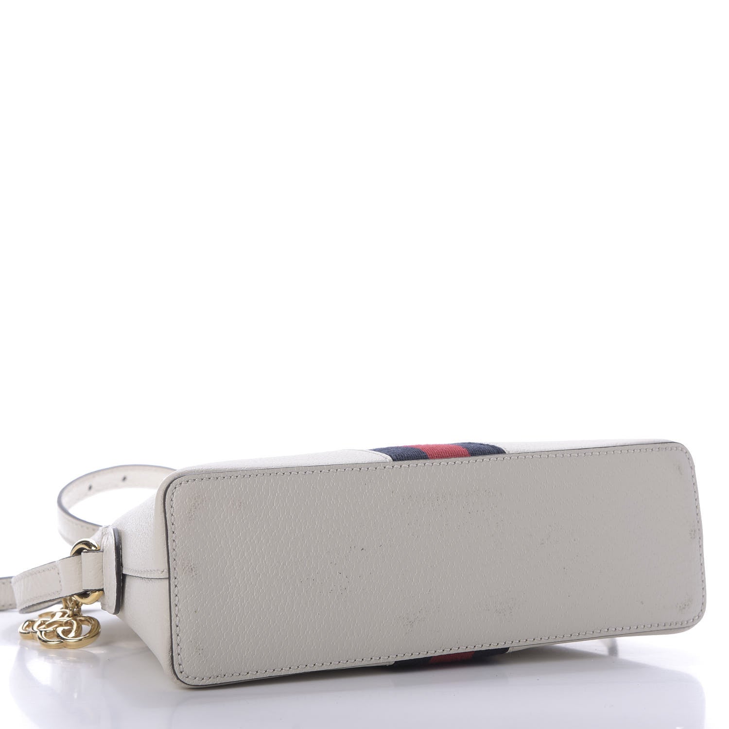 Gucci Textured Dollar Calfskin Web Small Ophidia Dome Shoulder Bag Mystic White 4 of 9