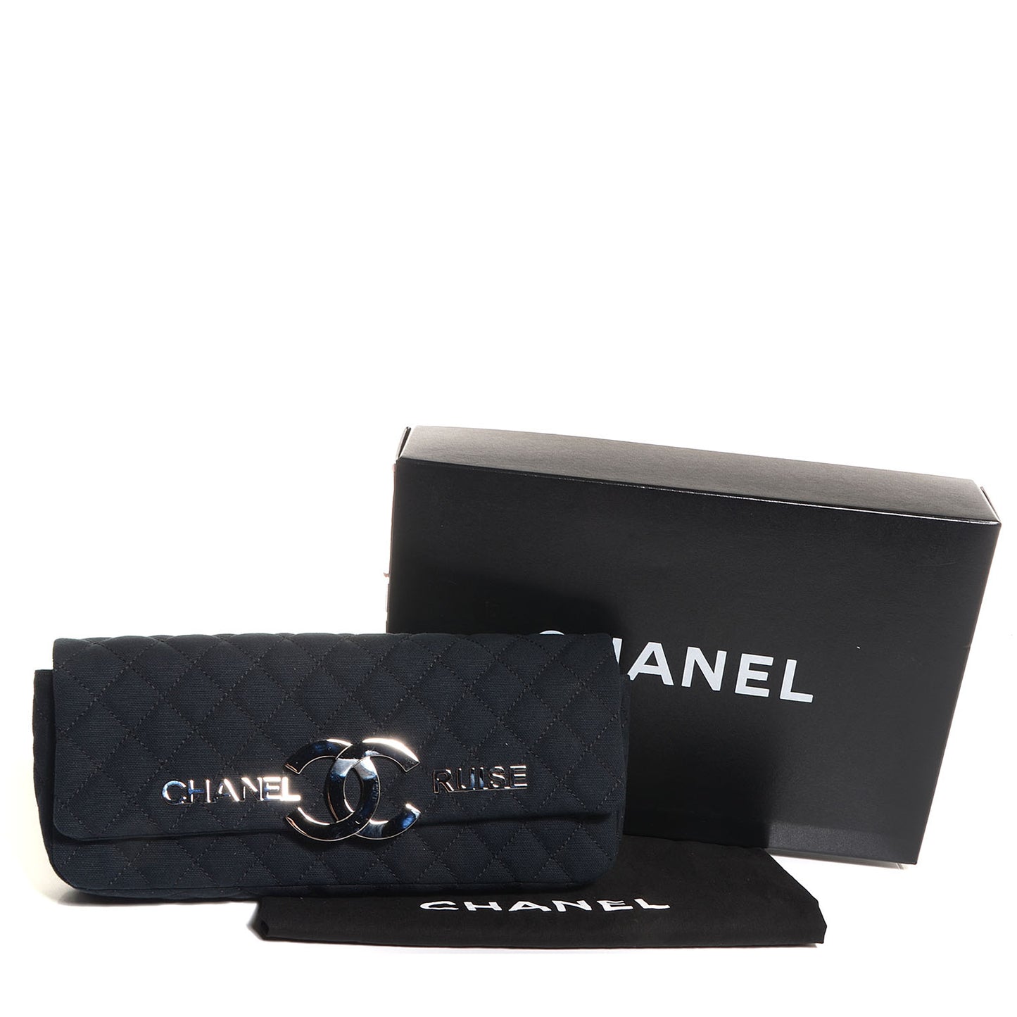 Canvas Quilted CC Cruise East West Flap Clutch Black
