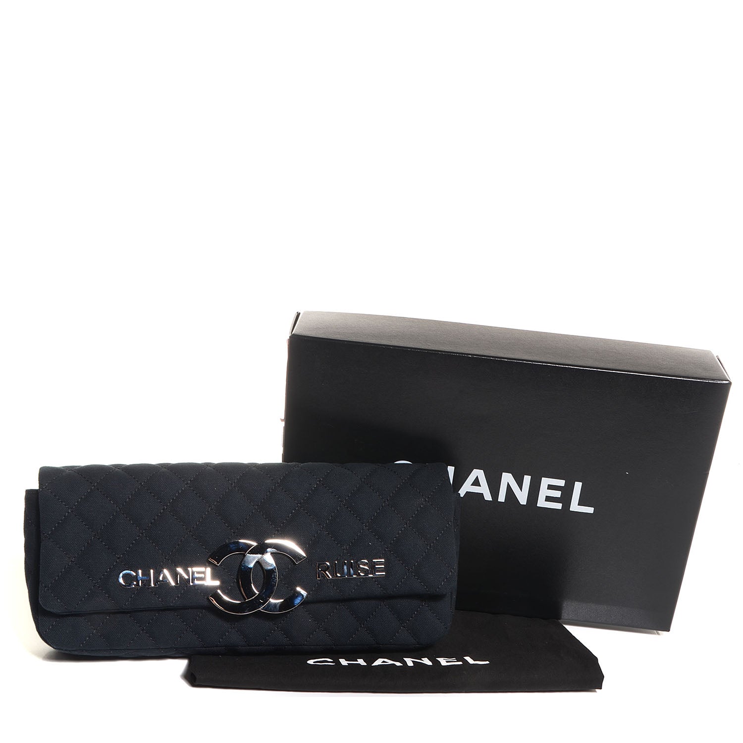Chanel Canvas Quilted CC Cruise East West Flap Clutch Black 5 of 8