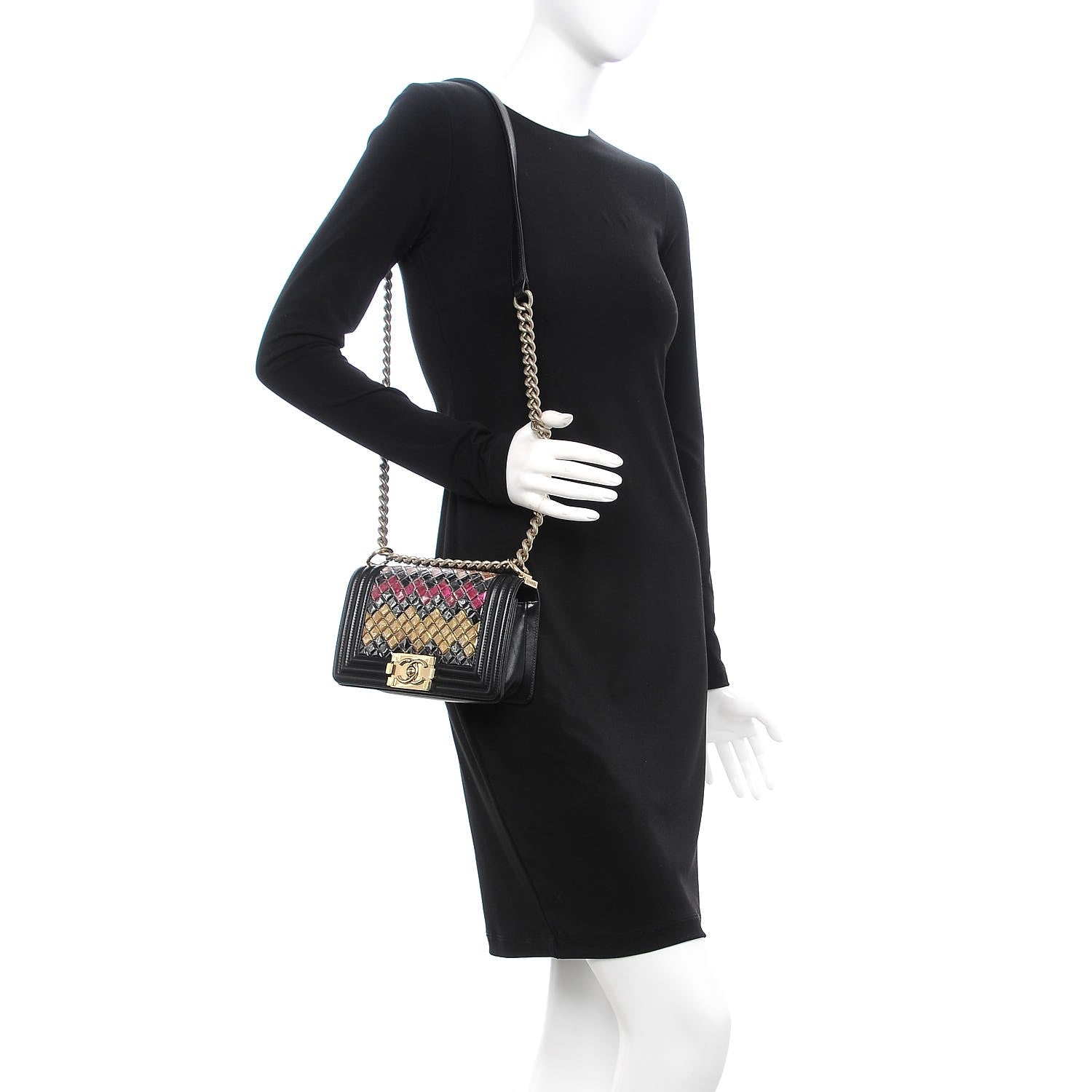 Chanel Lambskin Tile Embroidered Small Brasserie Mosaic Boy Flap Black Multicolor 2 of 8