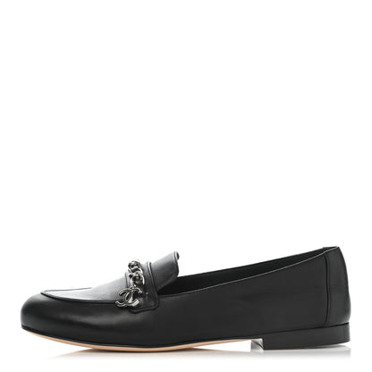 Chanel Lambskin CC Chain Mocassin Loafers 36.5 Black 1 of 10