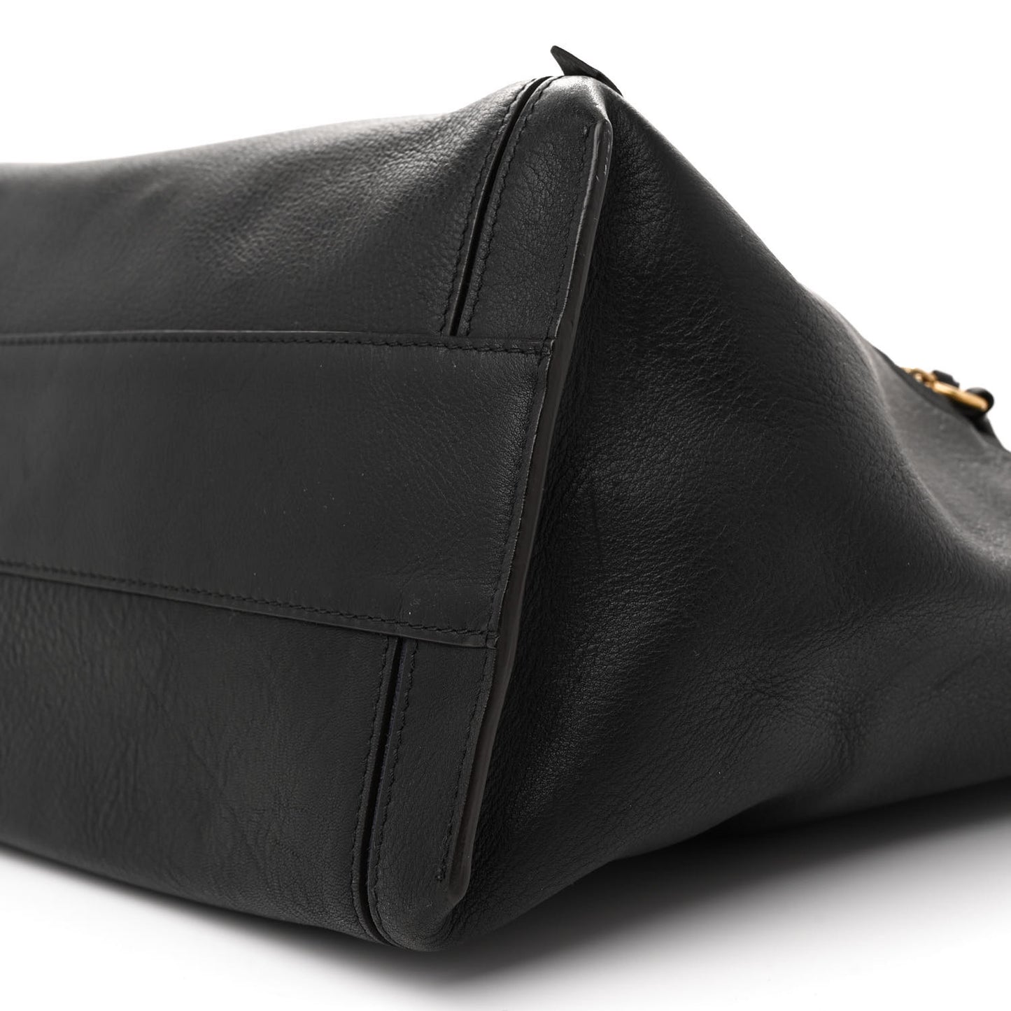 Smooth Calfskin Medium Milo Shopping Tote Black