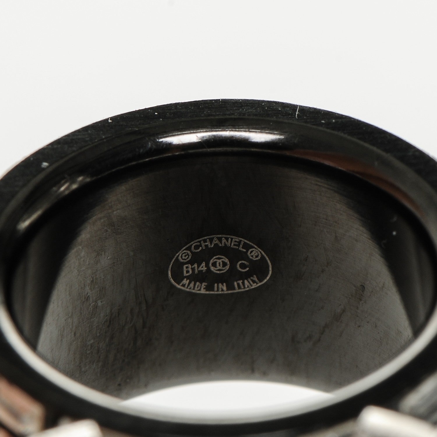 Chanel Resin Baguette Crystal Bow Ring 7 Black 4 of 4
