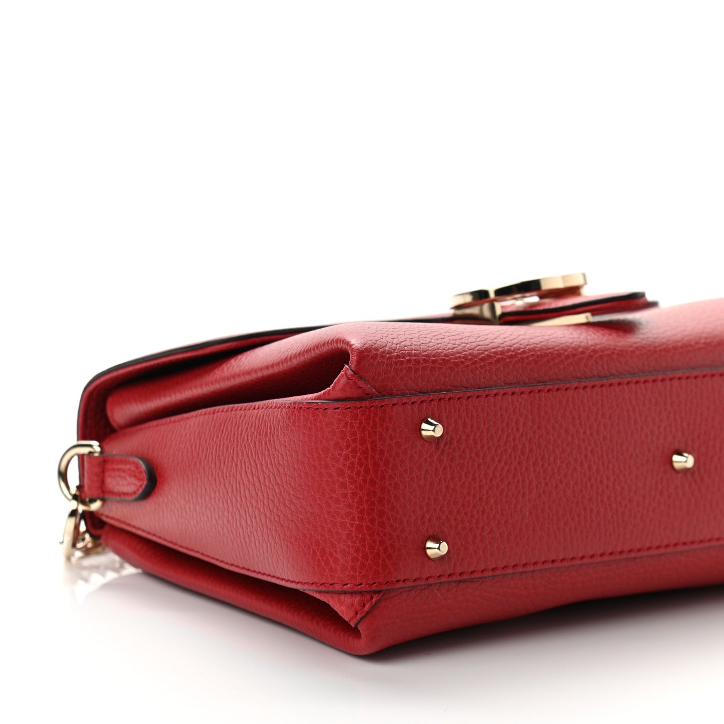 Dollar Calfskin Interlocking G Top Handle Shoulder Bag Red