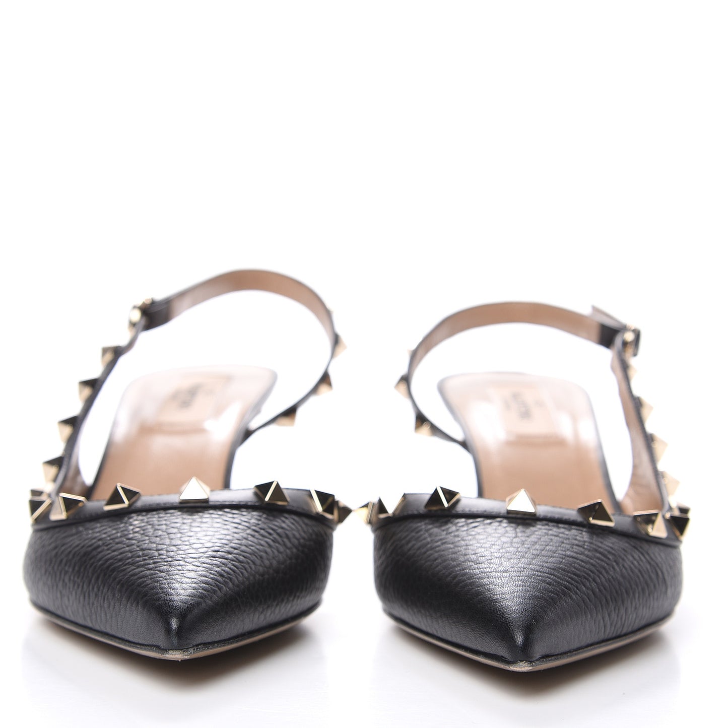 Pebbled Calfskin Rockstud Half D'Orsay Slingback 50mm Pumps 38.5 Black