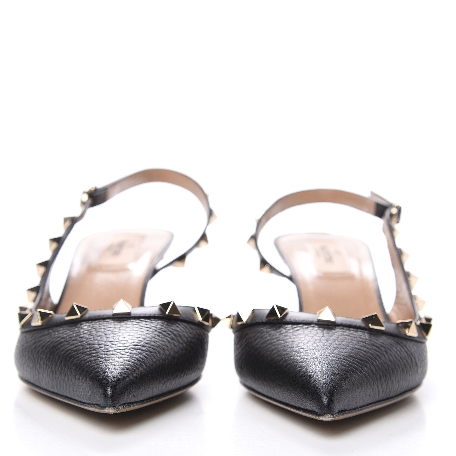 Valentino Garavani Pebbled Calfskin Rockstud Half D'Orsay Slingback 50mm Pumps 38.5 Black 2 of 10