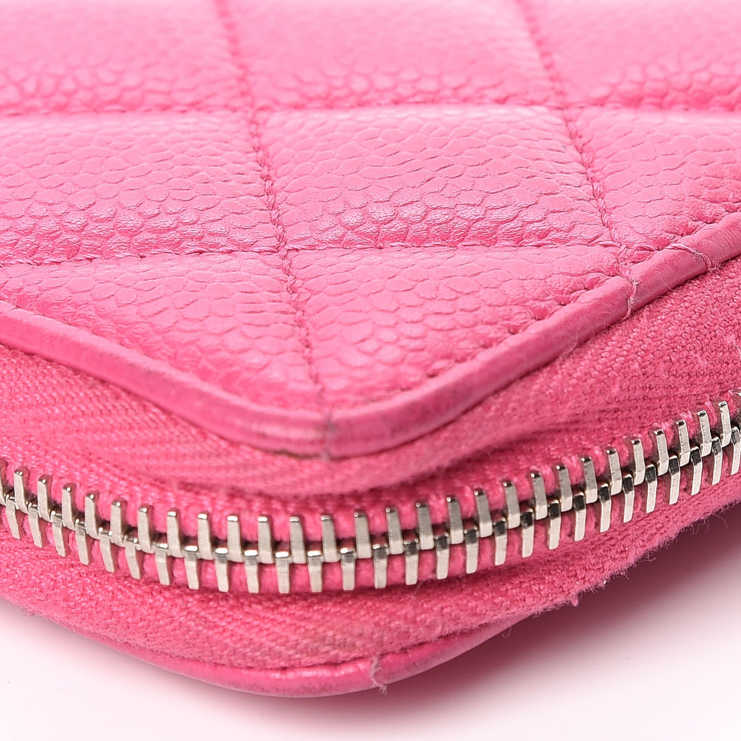 Caviar Quilted Large Gusset Zip Around Wallet Pink