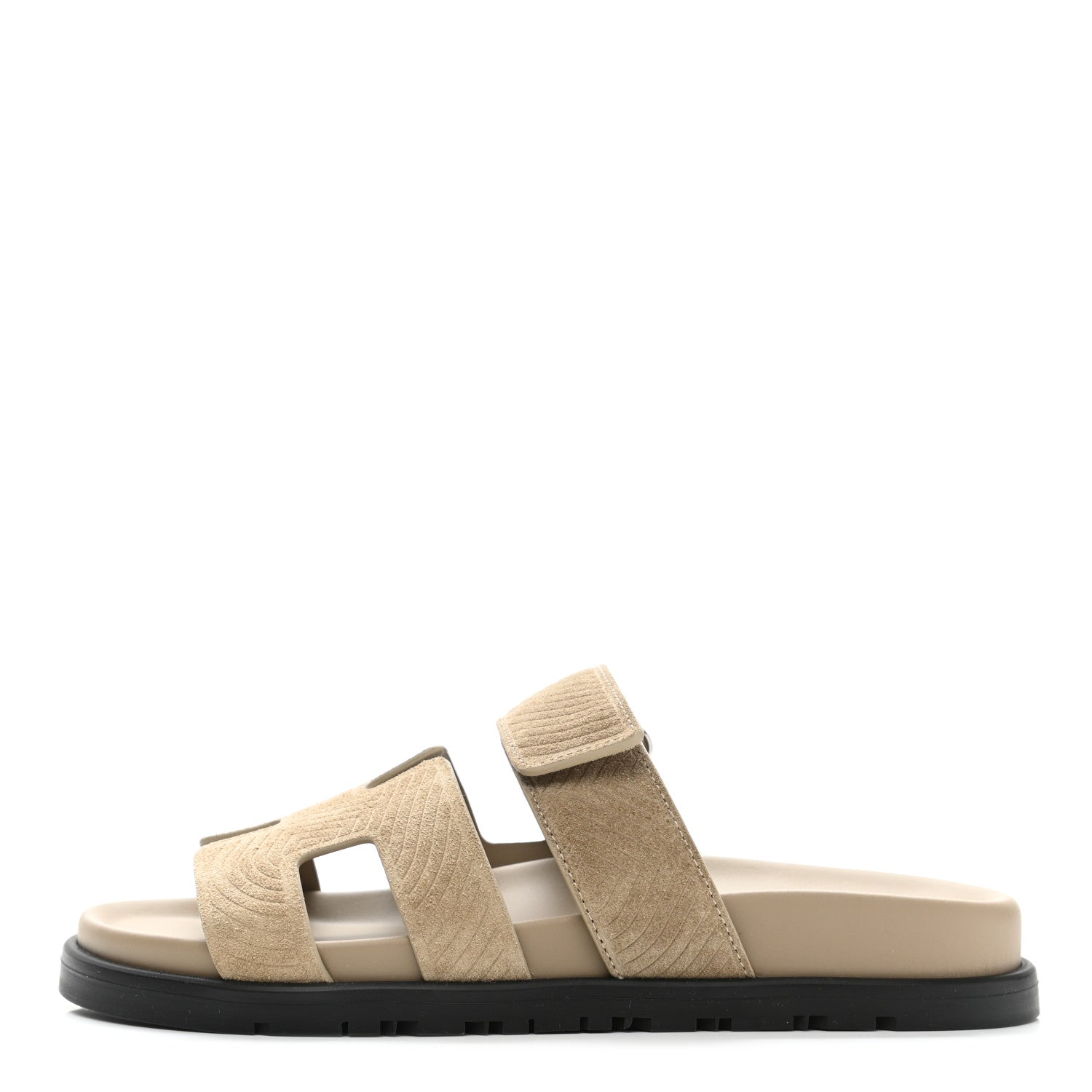 Hermes Suede Goatskin Chaine d'Ancre Womens Chypre Sandals 35.5 Beige Sable 1 of 9