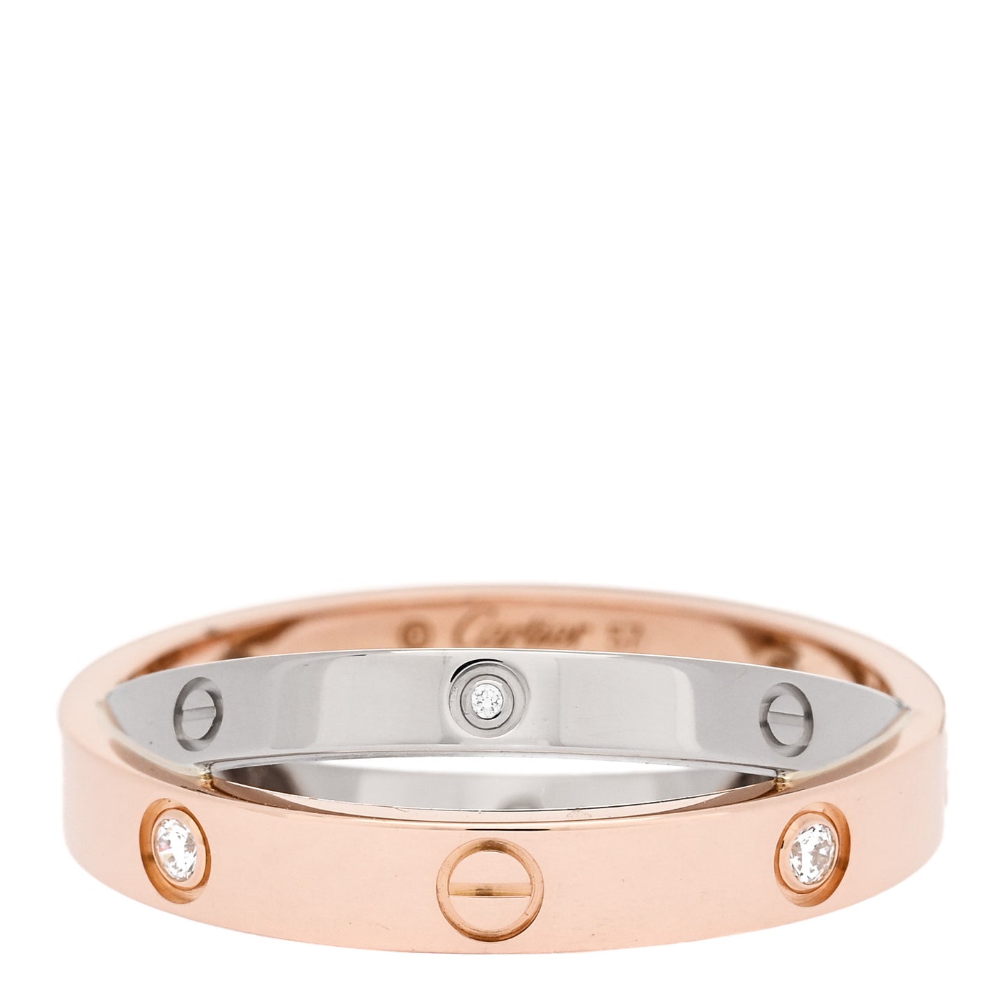 18K Pink White Gold 6 Diamonds LOVE Ring 57 8