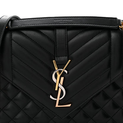Saint Laurent Lambskin Mixed Matelasse Triquilt Medium Monogram Satchel Black 8 of 13
