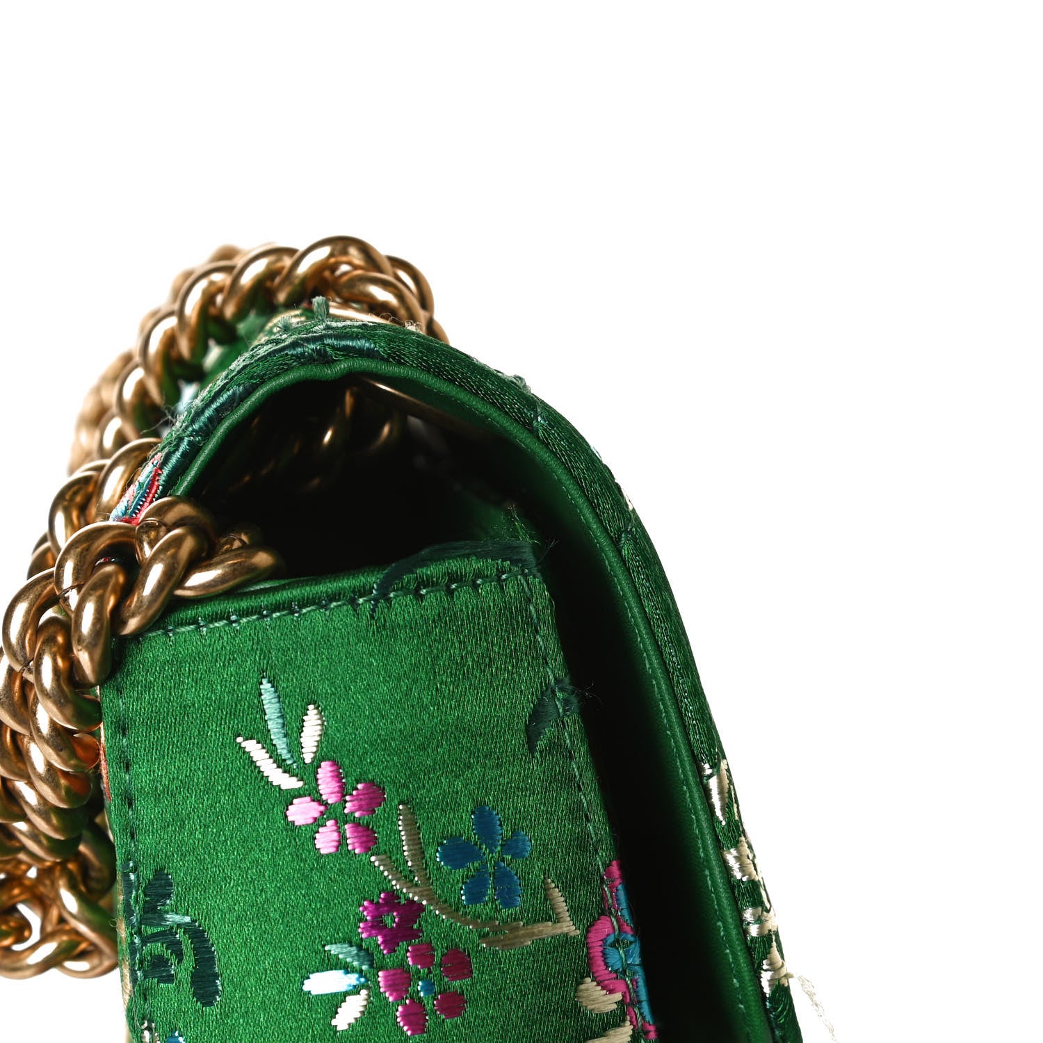 Gucci Jacquard Matelasse Floral Medium GG Marmont Shoulder Bag Green 15 of 17