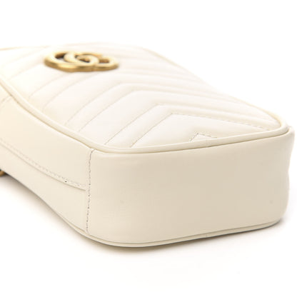 Gucci Calfskin Matelasse Mini GG Marmont Crossbody Bag White 7 of 9
