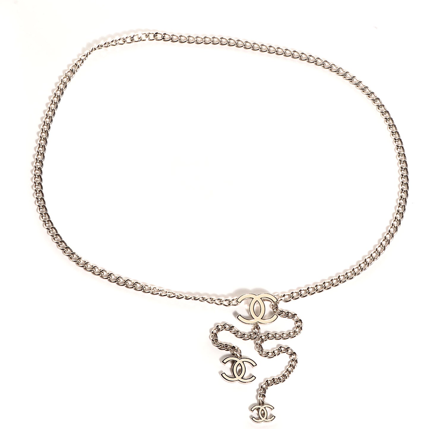 Enamel CC Ceinture Fantai Adjustable Belt Silver White