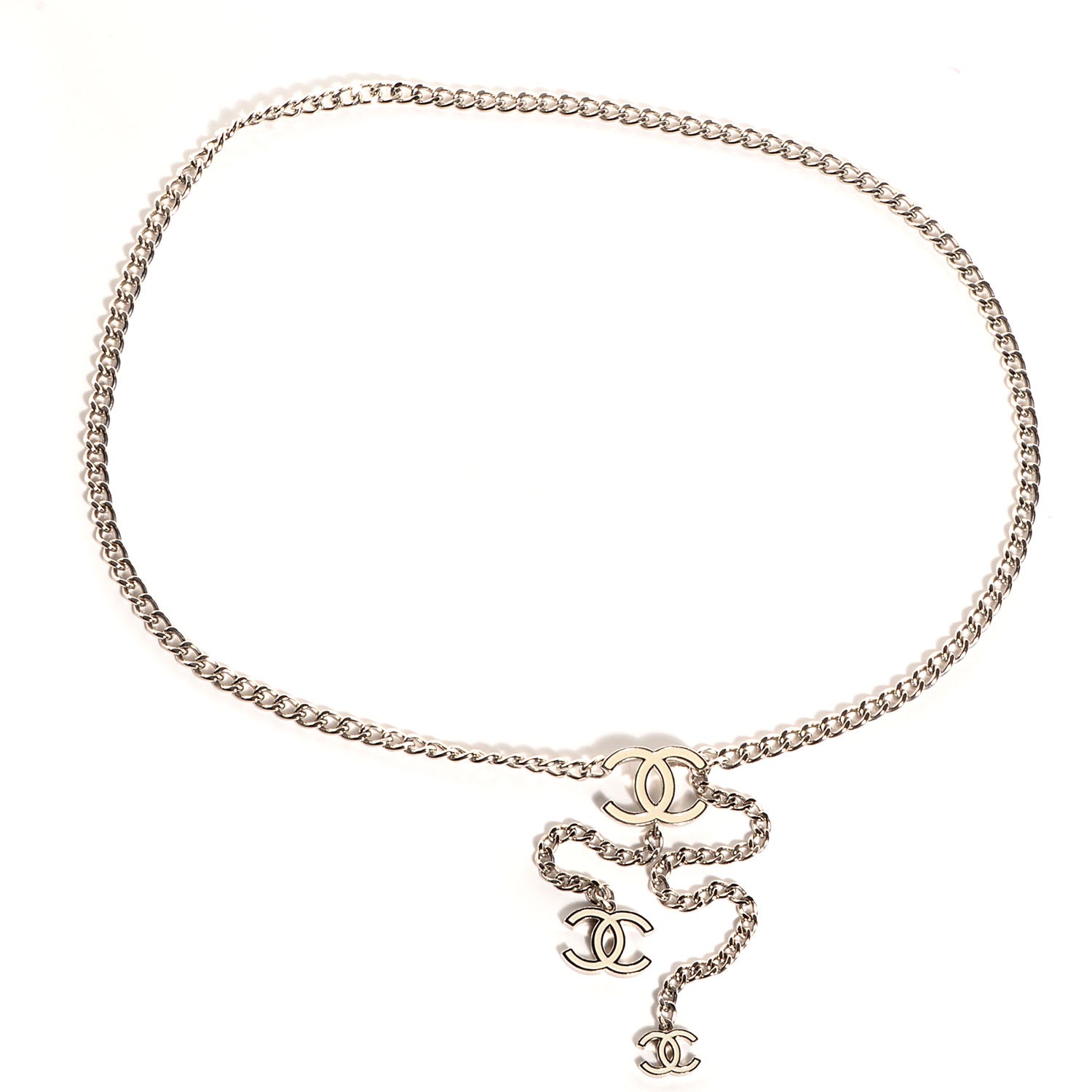 Chanel Enamel CC Ceinture Fantai Adjustable Belt Silver White 1 of 5
