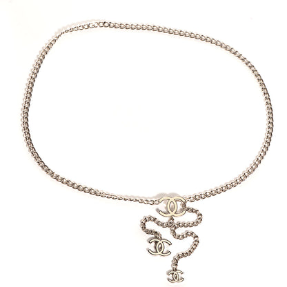 Chanel Enamel CC Ceinture Fantai Adjustable Belt Silver White 1 of 5