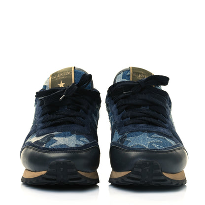 Valentino Garavani Denim Suede Camustars Womens Rockrunner Sneakers 39.5 Multicolor 2 of 8
