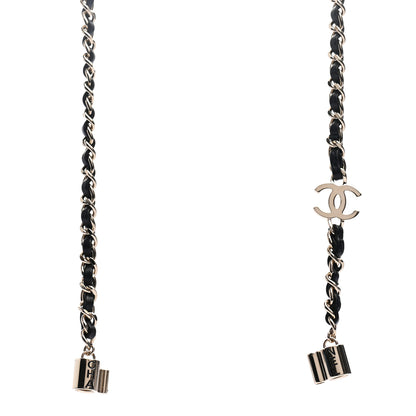 Chanel Metal Lambskin CC AirPods Necklace Gold Black 6 of 7