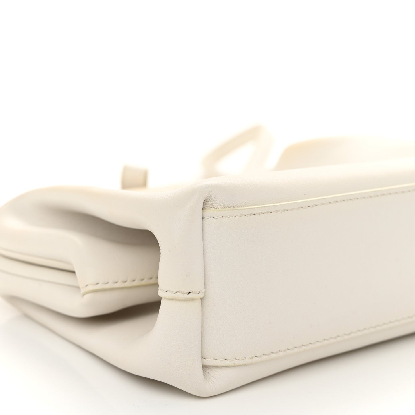 Calfskin Small The Point Triangle Bag Chalk