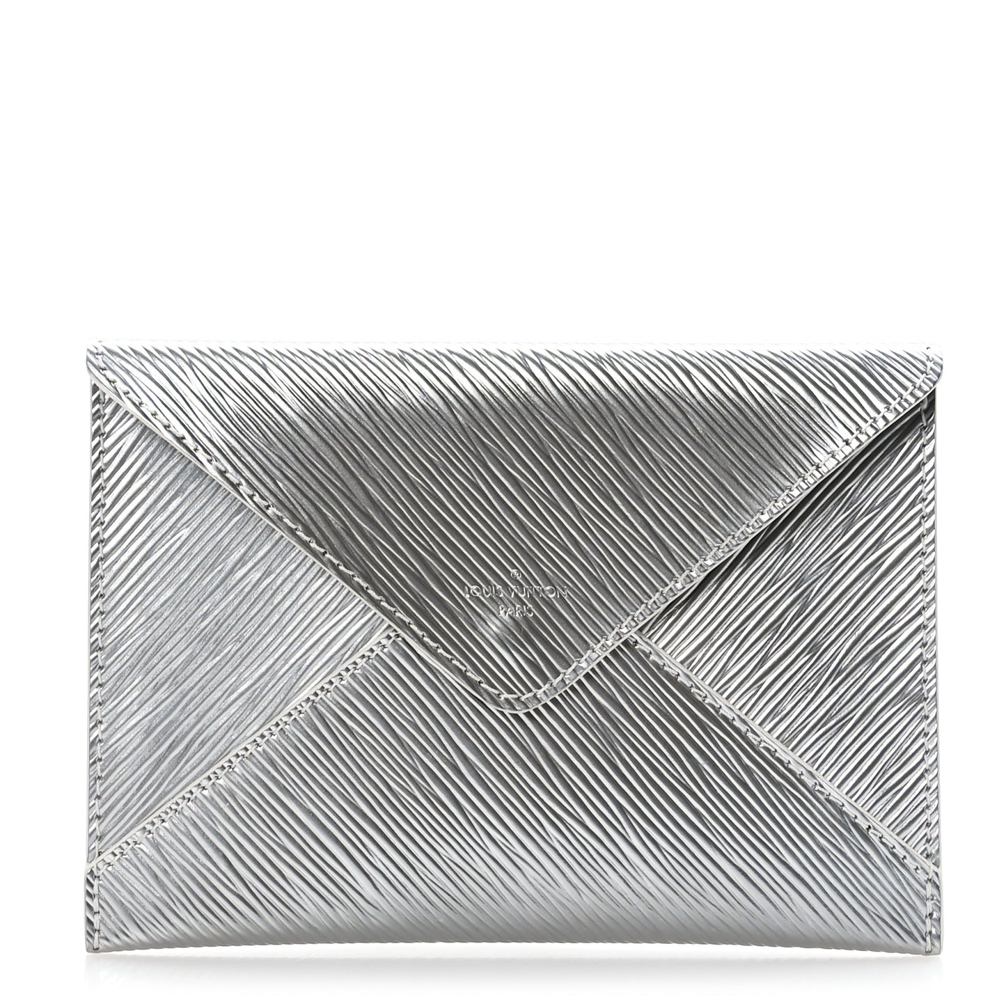 Metallic Epi Invitation Envelope Clutch Silver