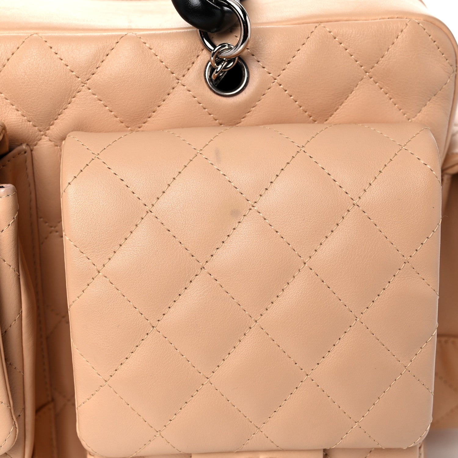 Chanel Calfskin Quilted Large Cambon Multipocket Reporter Beige Black 17 of 19