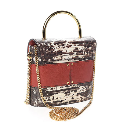 Chloe Calfskin Lizard Embossed Small Aby Lock Sepia Brown 2 of 8