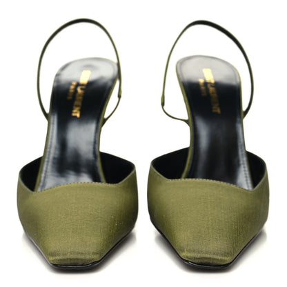 Saint Laurent Crepe De Chine Blade 105 Slingback Pumps 38 Lime 2 of 9