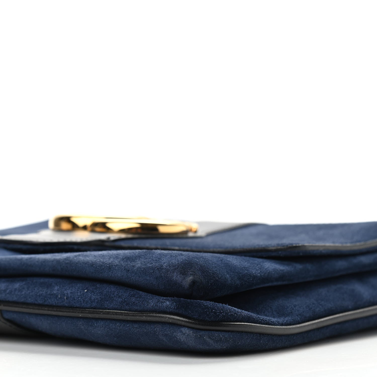 Gucci Suede Medium Arli Flap Shoulder Bag Blue Ink Black 10 of 11