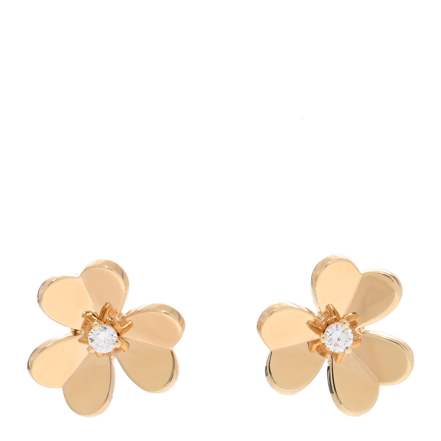 Van Cleef & Arpels 18K Yellow Gold Diamond Small Frivole Earrings 1 of 5