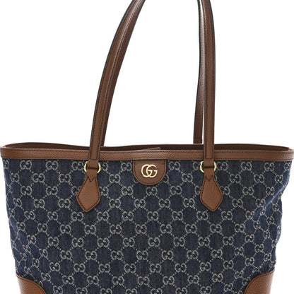 Gucci New Denim GG Monogram Medium Ophidia Shopping Tote Blue Tea Cuir 8 of 10