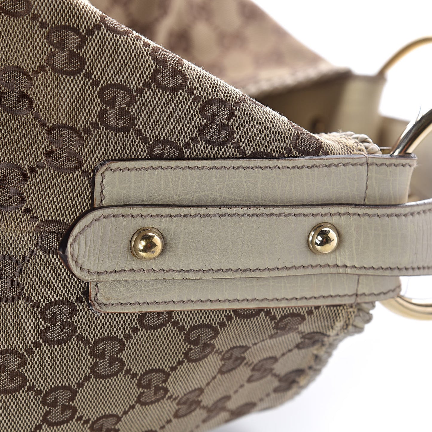 Monogram Large Horsebit Chain Hobo Off White