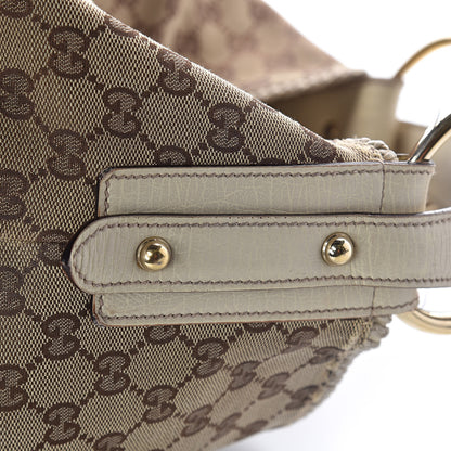 Gucci Monogram Large Horsebit Chain Hobo Off White 13 of 14