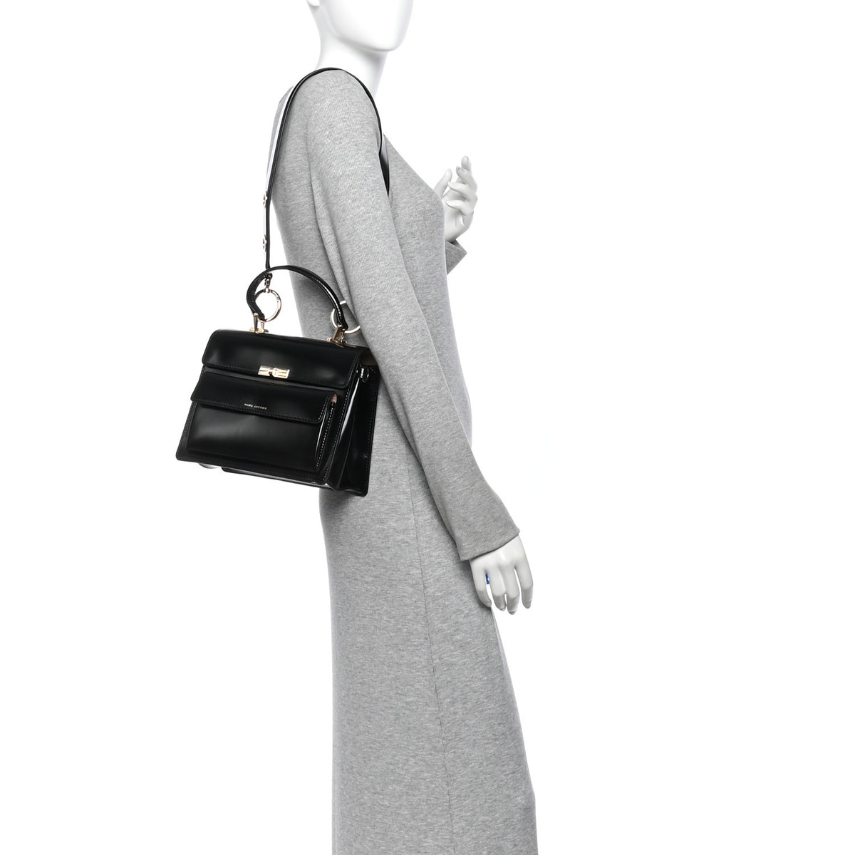 Marc Jacobs Shiny Calfskin Uptown Shoulder Bag Black 2 of 15