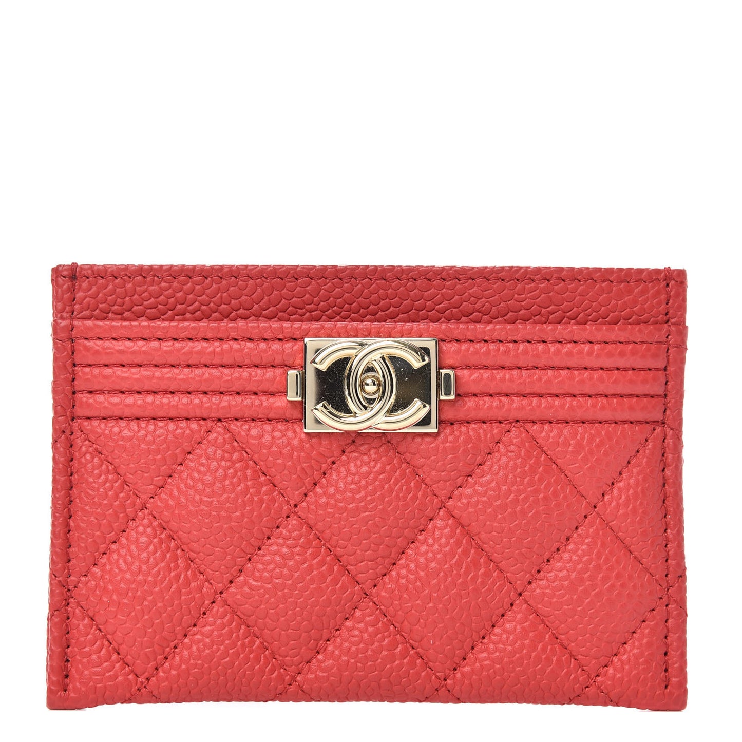 Caviar Quilted Boy Card Holder Red