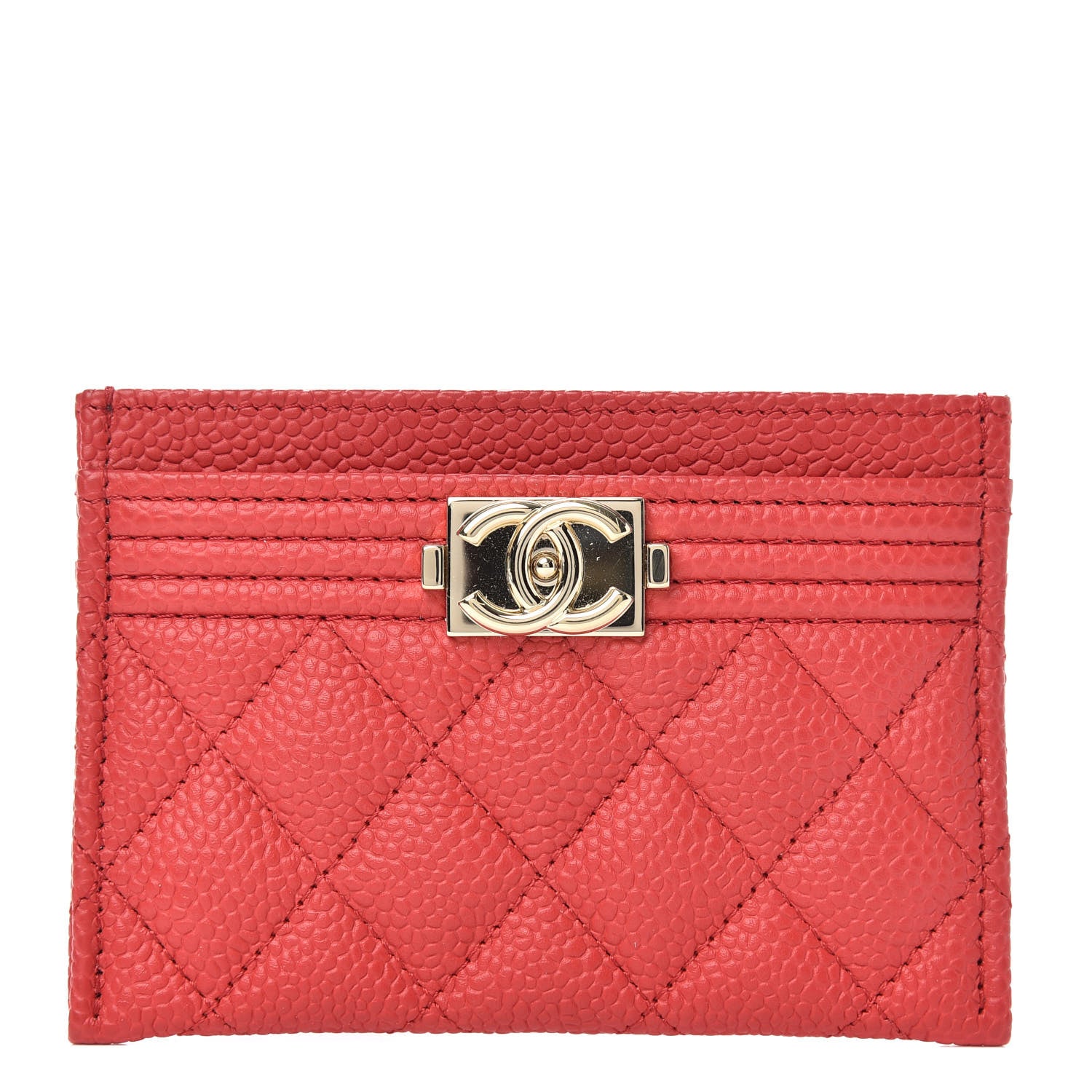 Chanel Caviar Quilted Boy Card Holder Red 1 of 7