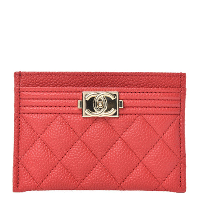 Chanel Caviar Quilted Boy Card Holder Red 1 of 7